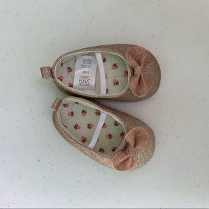 Baby girl Rose gold glitter flats